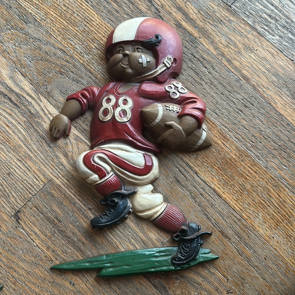 Vintage 1976 HOMCO Football and Baseball Player Metal Wall Hangings